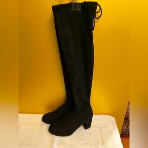 Black Suede Thigh High Boot